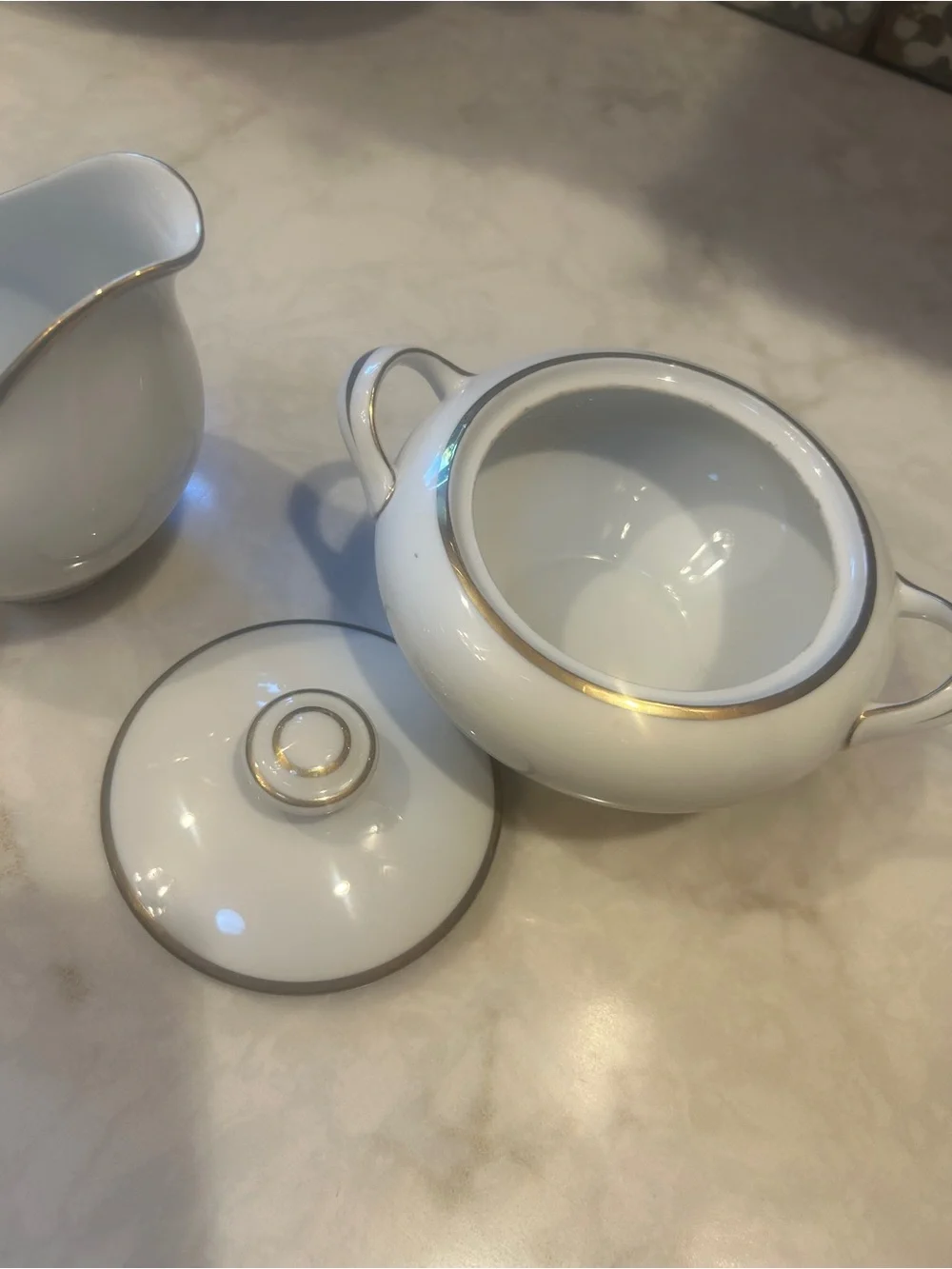 Vintage 1940s Cream and Sugar Set Moderne by Harmony House Made in Japan - EUC
